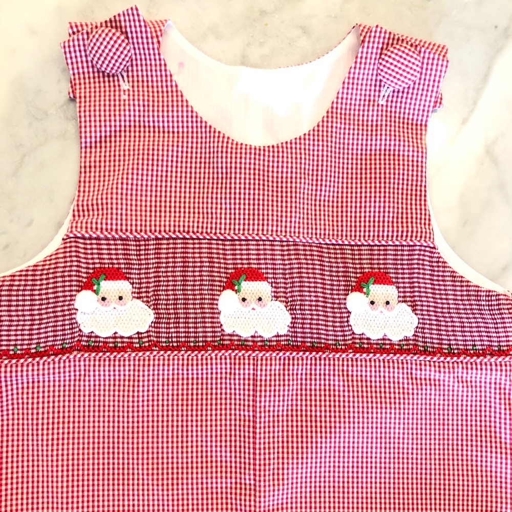 Boutique Smocked Delaney Christmas Santa Longall